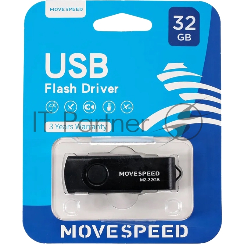 Накопитель USB2.0 32GB Move Speed M2 черный