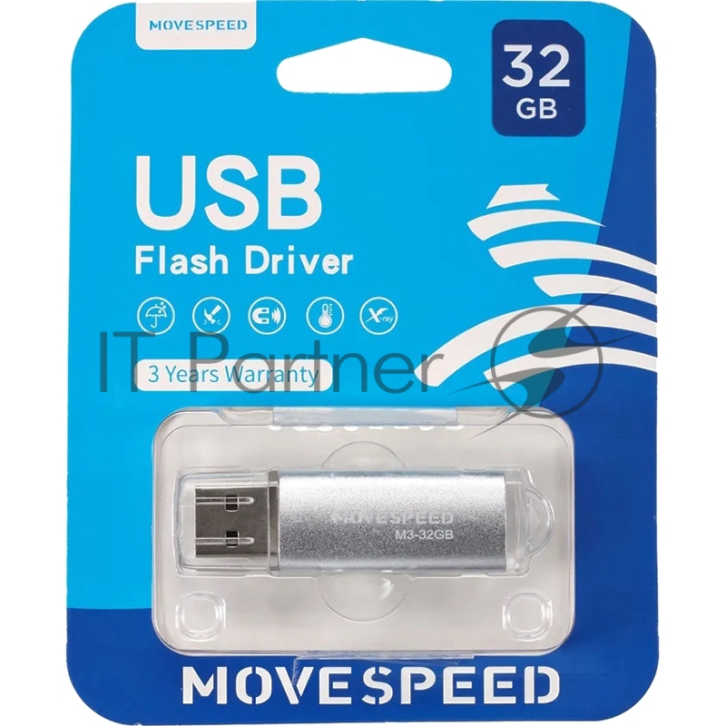 Накопитель USB2.0 32GB Move Speed M3 серебро