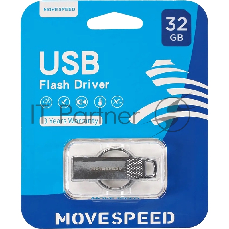 Накопитель USB2.0 32GB Move Speed YSUSL серебро металл