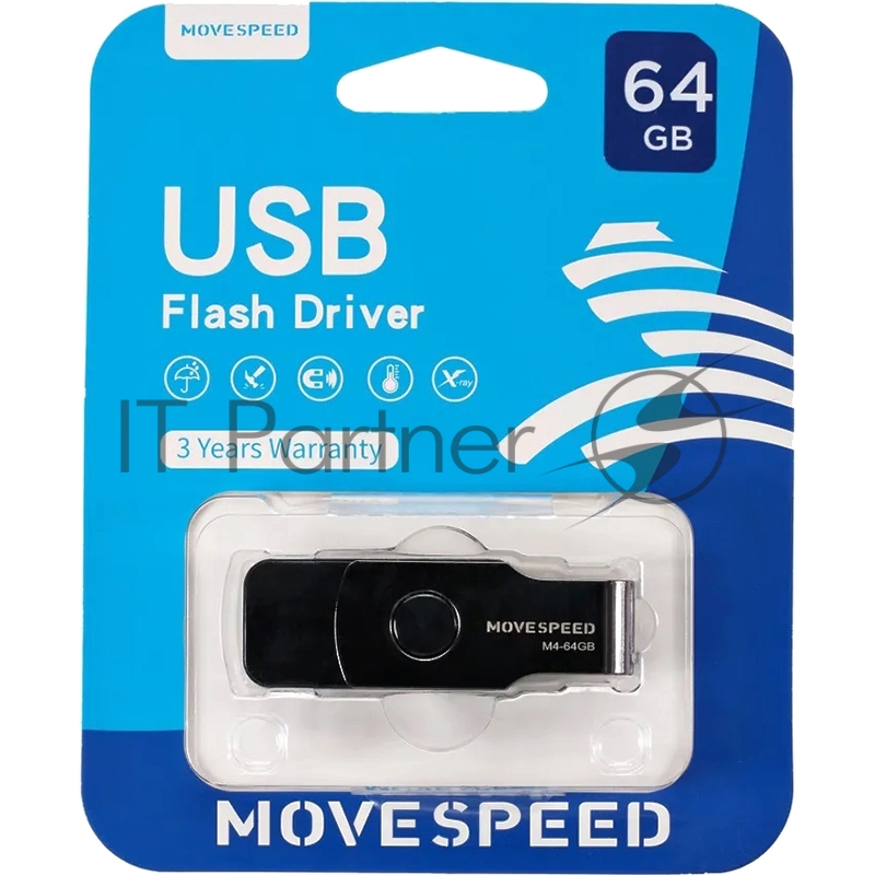 Накопитель USB2.0 64GB Move Speed М4 черный