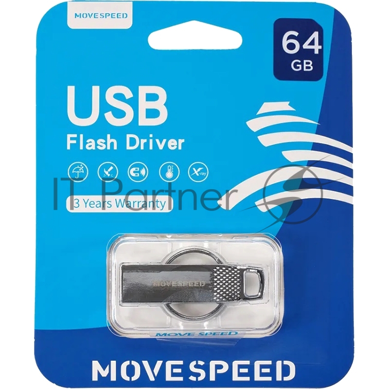 Накопитель USB2.0 64GB Move Speed YSUSL серебро металл
