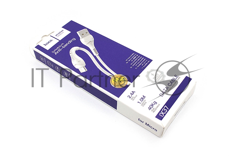 Кабель USB HOCO X37 Cool, USB - Micro USB, 2.4А, 1м, белый