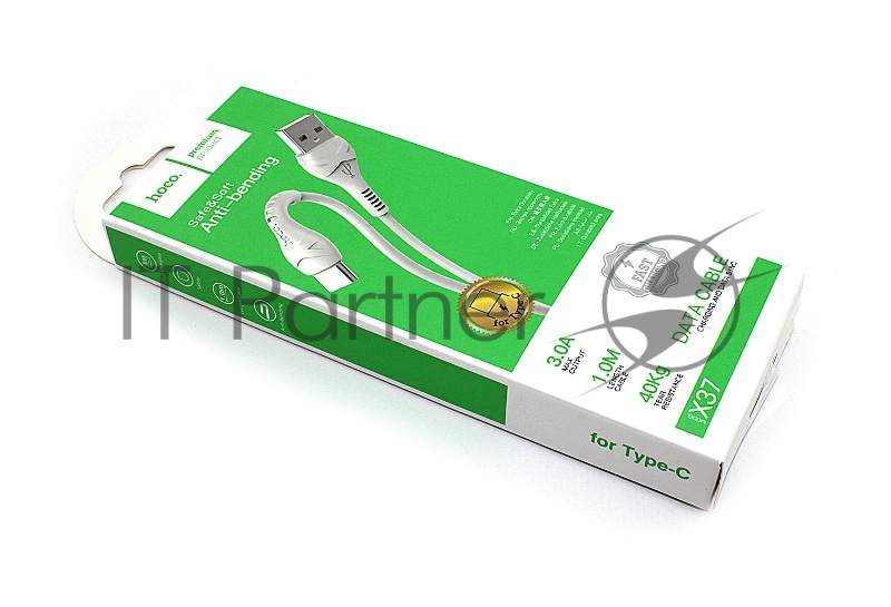 Кабель USB HOCO X37 Cool, USB - Type-C, 3.0А, 1м, белый