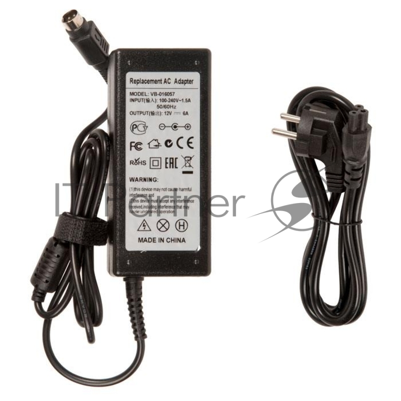 Блок питания для монитора и телевизора LCD 12V, 6A, 72W 4pin