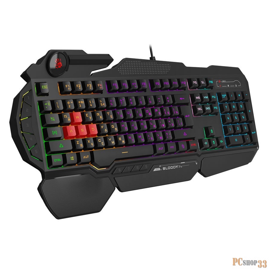 Клавиатура A4Tech Bloody B310N черный USB Multimedia for gamer LED (подставка для запястий) (B310N)
