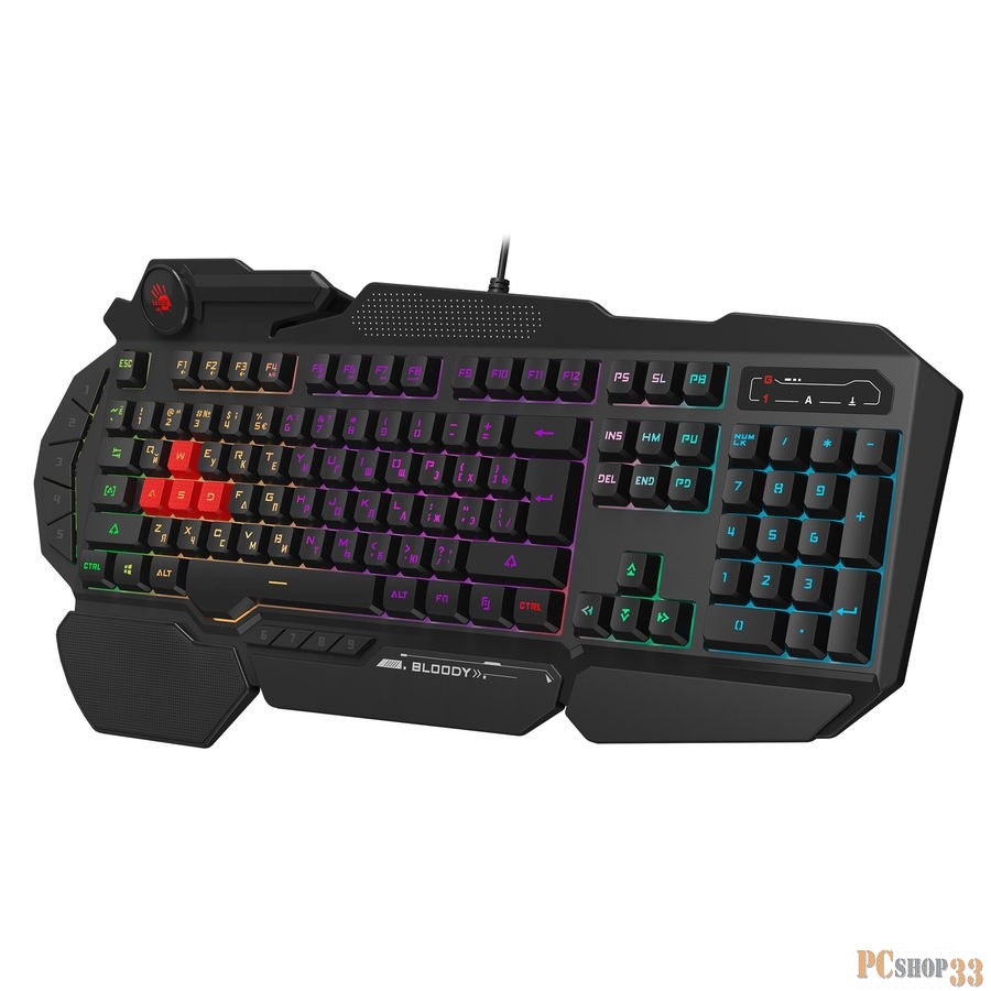 Клавиатура A4Tech Bloody B310N черный USB Multimedia for gamer LED (подставка для запястий) (B310N)