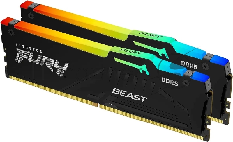 Модуль памяти Kingston 64GB U-DIMM DDR5 , 4800МГц, CL38 (Kit of 2) FURY Beast Black RGB