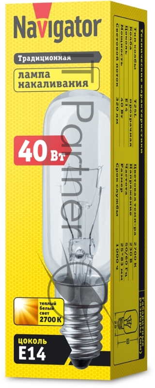 Лампа накаливания 61 206 NI-T25L-40-230-E14-CL Navigator 61206