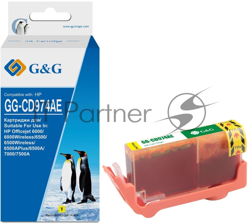 Картридж струйный G&G GG-CD974AE желтый (14.6мл) для HP Officejet 6000/6000Wireless/6500/6500Wir
