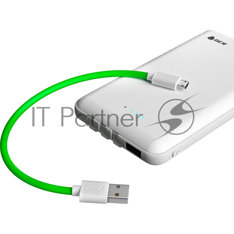 Кабель GCR QC 0.3m MicroUSB, быстрая зарядка, зеленый TPE, белые коннекторы, 28/22 AWG, GCR-53282