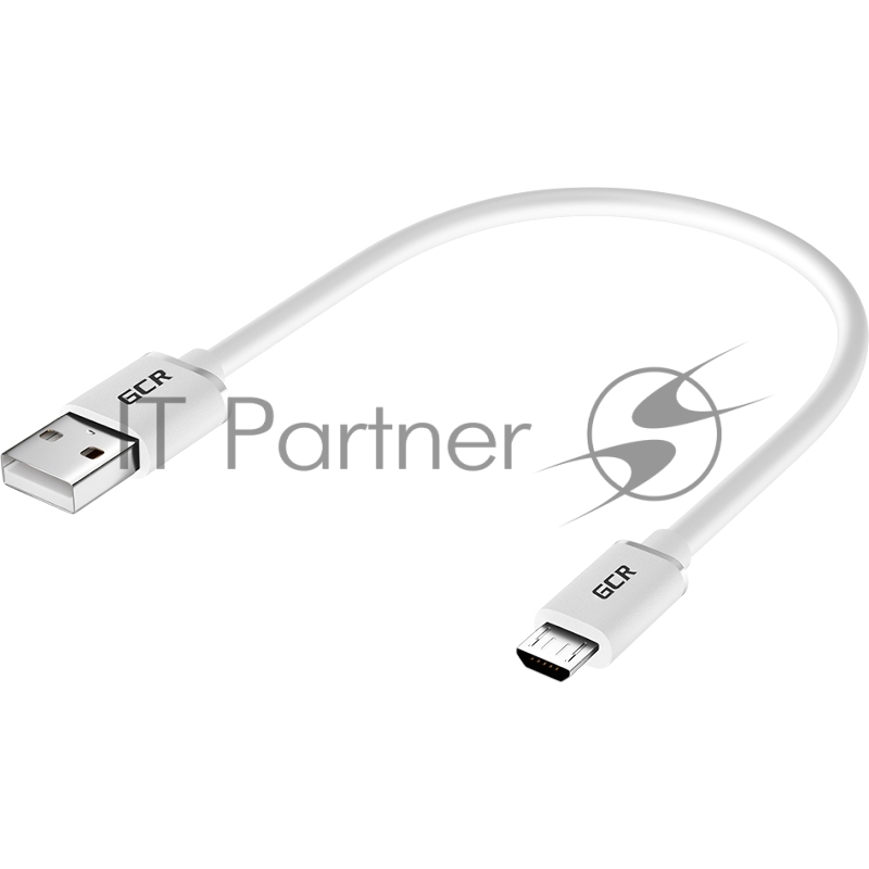 Кабель GCR 0.3m MicroUSB, белый, быстрая зарядка, 28/24 AWG, GCR-53361