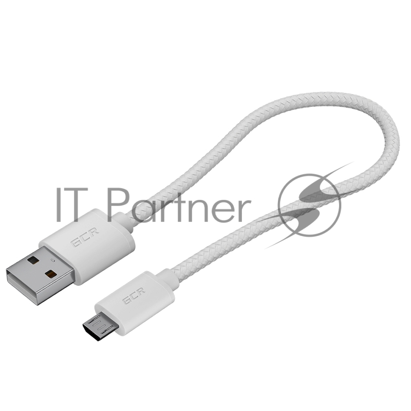 Кабель GCR 0.5m MicroUSB, быстрая зарядка, белый нейлон, GCR-54081