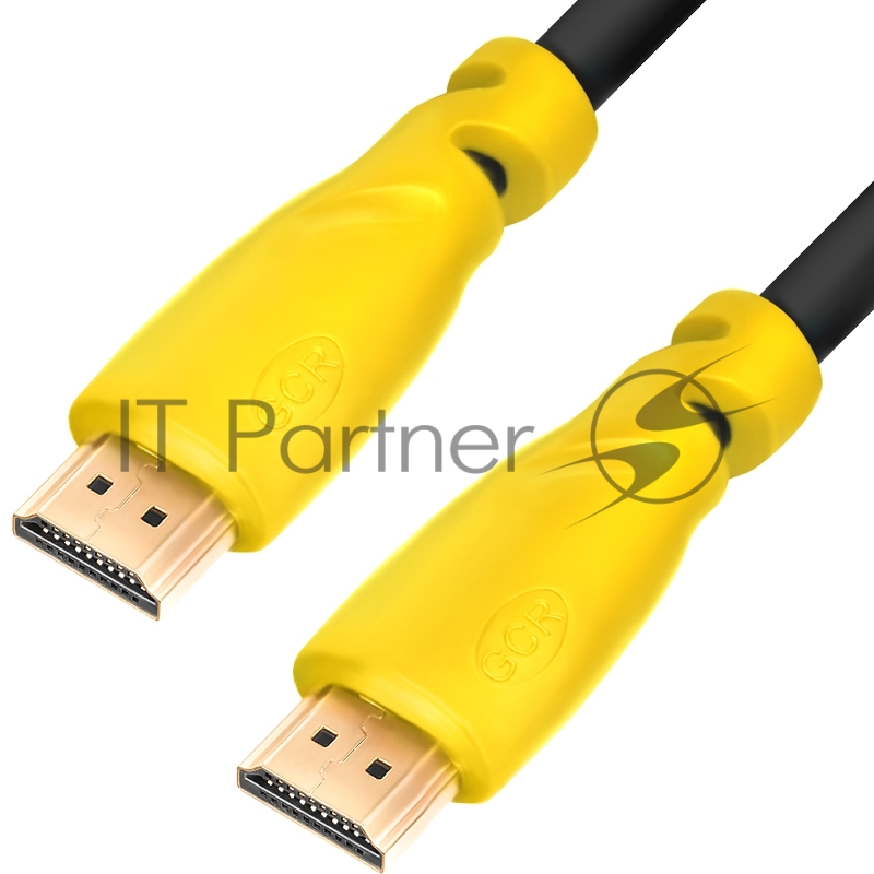 Кабель Greenconnect Кабель 3.0m v1.4 HDMI M/M черный, желтые коннекторы, OD7.3mm, 30/30 AWG, позолоченные контакты, Ethernet 10.2 Гбит/с, 3D, 4K , экран (GCR-HM340-3.0m)