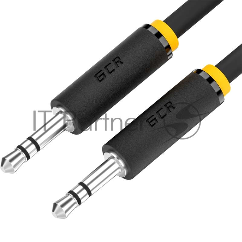 Кабель GCR 30.0m аудио jack 3,5mm/jack 3,5mm черный, желтая окантовка, ультрагибкий, M/M, Premium, экран, стерео, GCR-53821