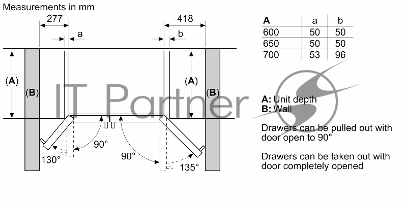 Отдельностоящий холодильник Side-by-Side с морозильной камерой Bosch KAG93AI30M Series 6, 1787x908x707, 378/220 л, NoFrost MultiAirFlow генератор льда