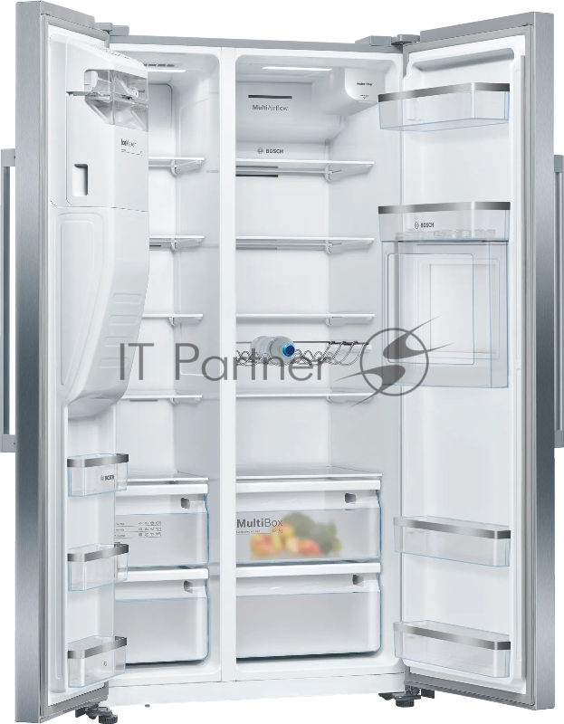 Отдельностоящий холодильник Side-by-Side с морозильной камерой Bosch KAG93AI30M Series 6, 1787x908x707, 378/220 л, NoFrost MultiAirFlow генератор льда