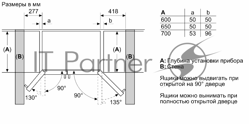 Отдельностоящий холодильник Side-by-Side с морозильной камерой Bosch KAN93VL30M Series 4, 1787x908x707, 380/236 л, NoFrost MultiAirFlow генератор льда