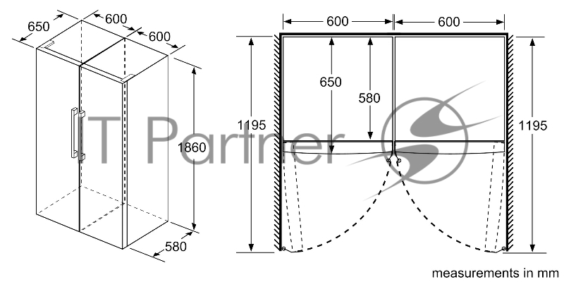 Отдельностоящий холодильник без морозильной камеры Bosch KSV36VL3PG Series 4, 1860 x 860 x 810, 346 л, 39 дБ, FreshSense, SuperCooling