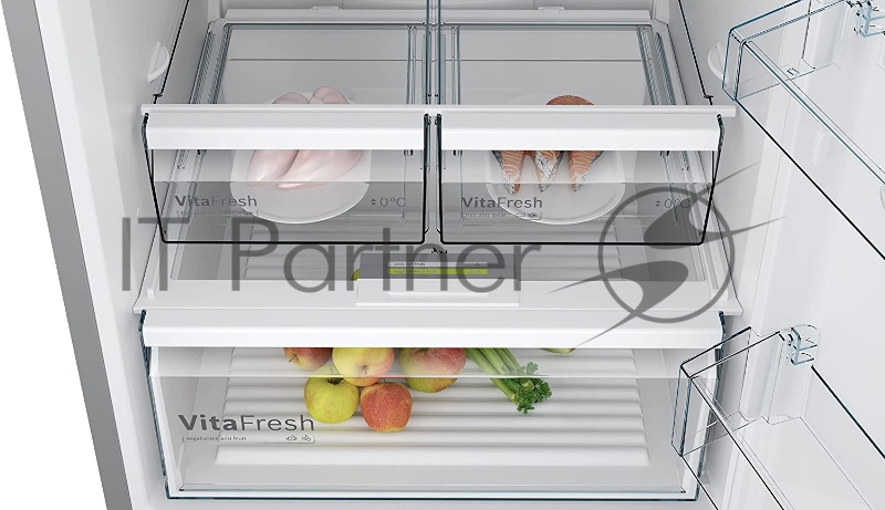 Отдельностоящий холодильник с морозильной камерой снизу Bosch KGN55VL20M Series 4, 1860x700x800, 388/142 л, 40 дБ, NoFrost, SuperCooling/SuperFreezing