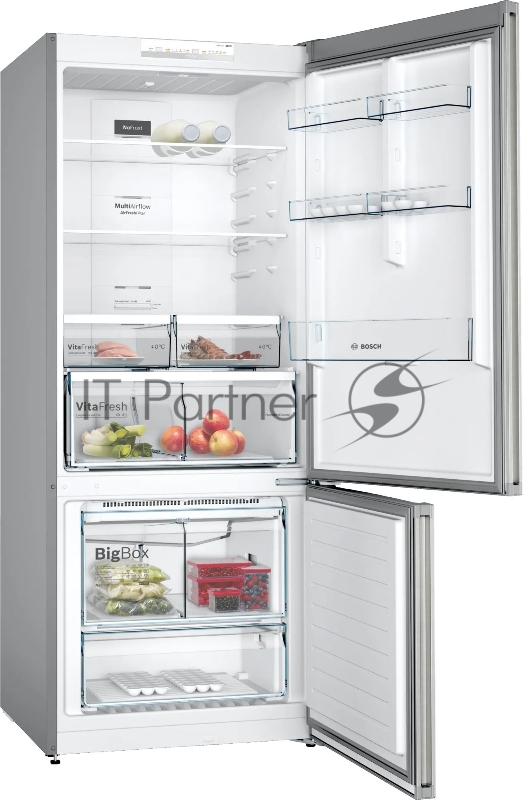 Отдельностоящий холодильник с морозильной камерой снизу Bosch KGN76VI30M Series 4, 1860x750x800, 422/156 л, 42 дБ, NoFrost, Vita Fresh, MultiAirFlow