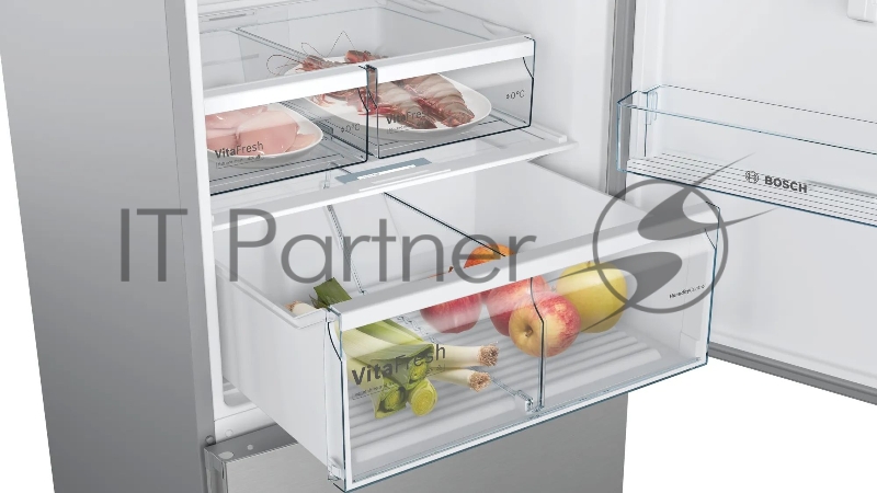 Отдельностоящий холодильник с морозильной камерой снизу Bosch KGN76VI30M Series 4, 1860x750x800, 422/156 л, 42 дБ, NoFrost, Vita Fresh, MultiAirFlow