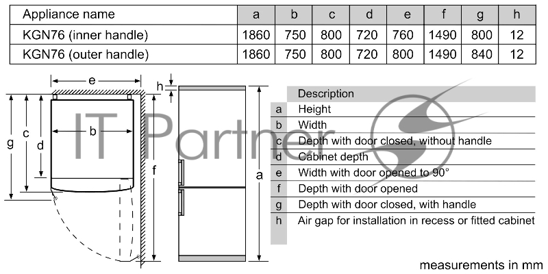 Отдельностоящий холодильник с морозильной камерой снизу Bosch KGN76VI30M Series 4, 1860x750x800, 422/156 л, 42 дБ, NoFrost, Vita Fresh, MultiAirFlow