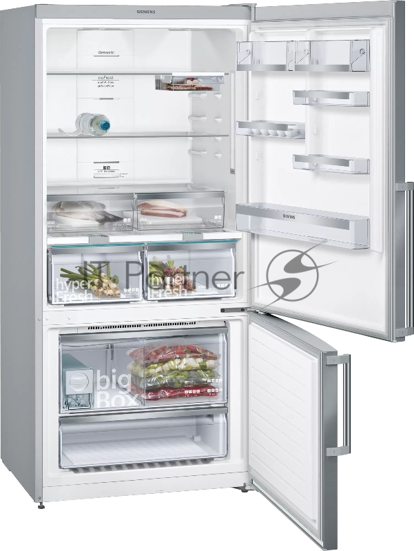 Отдельностоящий холодильник с морозильной камерой снизу SIEMENS KG86NAI30M iQ300, 1860x860x810, 496/186л, 42 дБ, FreshSense, Touch Control, AntiFinger