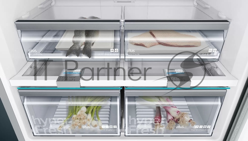 Отдельностоящий холодильник с морозильной камерой снизу SIEMENS KG86NAI30M iQ300, 1860x860x810, 496/186л, 42 дБ, FreshSense, Touch Control, AntiFinger