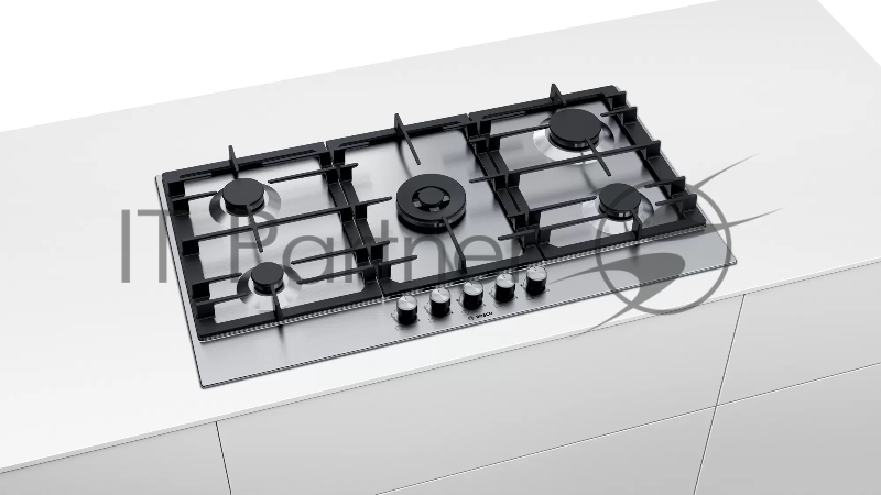 Встраиваемая газовая варочная панель BOSCH PCQ9B5O90M Series 6, 53 x 915 x 520, 5 конфорок, электроподжиг, защита от утечек газа, нерж.