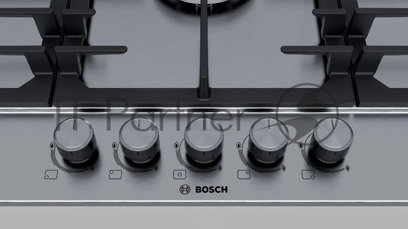 Встраиваемая газовая варочная панель BOSCH PCQ9B5O90M Series 6, 53 x 915 x 520, 5 конфорок, электроподжиг, защита от утечек газа, нерж.