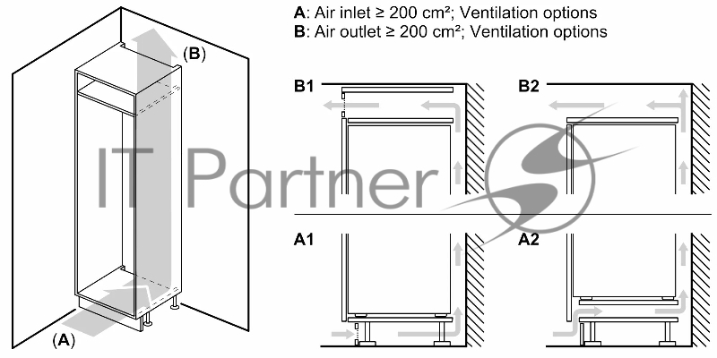 Встраиваемый холодильник с морозильной камерой снизу Bosch KIV87VS30M Series 4, 1775 x 560 x 550, 210/64 л, 36 дБ, LowFrost, VarioZone