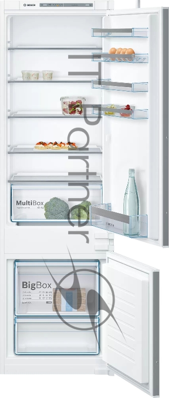 Встраиваемый холодильник с морозильной камерой снизу Bosch KIV87VS30M Series 4, 1775 x 560 x 550, 210/64 л, 36 дБ, LowFrost, VarioZone