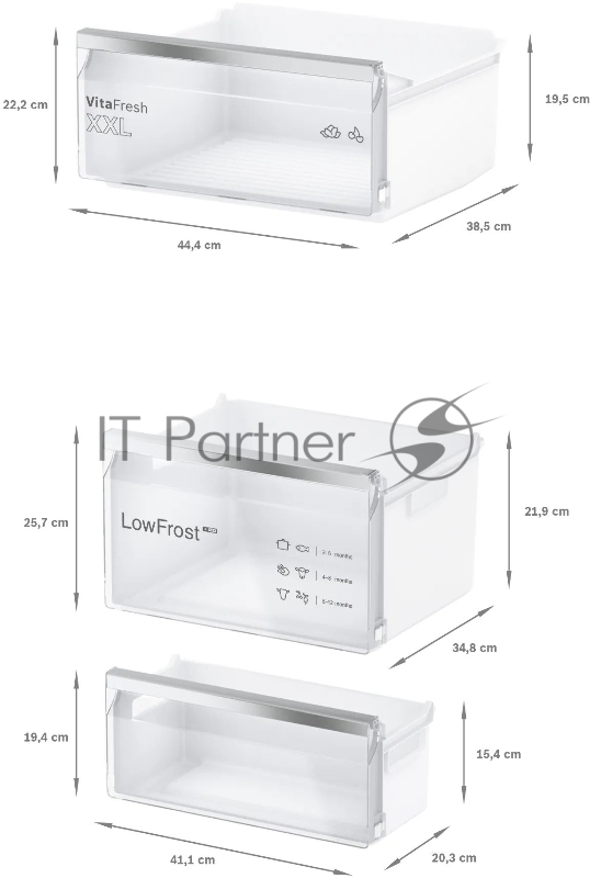 Встраиваемый холодильник с морозильной камерой снизу Bosch KIV87VS30M Series 4, 1775 x 560 x 550, 210/64 л, 36 дБ, LowFrost, VarioZone