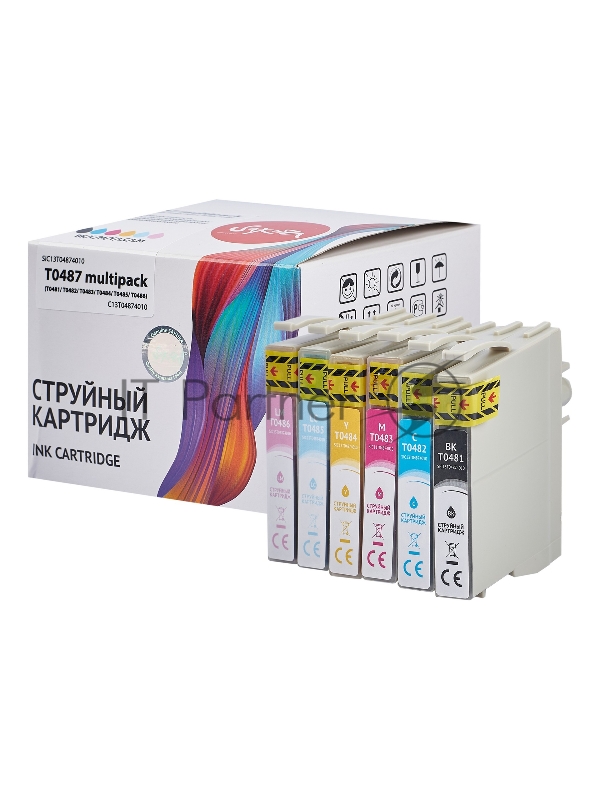 Набор струйных картриджей Sakura C13T04874010 (T0487-T0481/ T0482/ T0483/ T0484/ T0485/ T0486) для Epson, мультипак, 16 мл., 460 к.