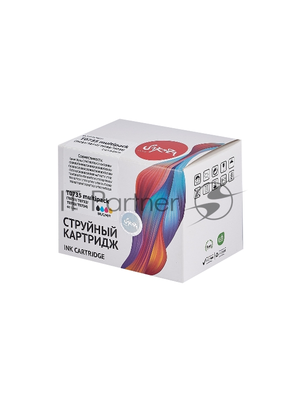 Набор струйных картриджей Sakura C13T10554A10 (T0735 BK/C/M/Y) для Epson, мультипак, 11,4 мл., 490 к.