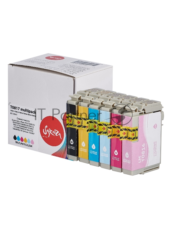 Набор струйных картриджей Sakura C13T11174A10 (T0817- T0811/ T0812/ T0813/ T0814/ T0815/ T0816) для Epson, мультипак, 13,8 мл., 400 к.