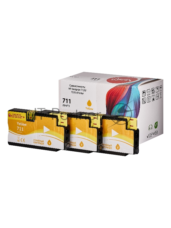 Набор струйных картриджей Sakura CZ136A (№711 Yellow 3-pack) для HP, желтый, 26 мл. (3шт)