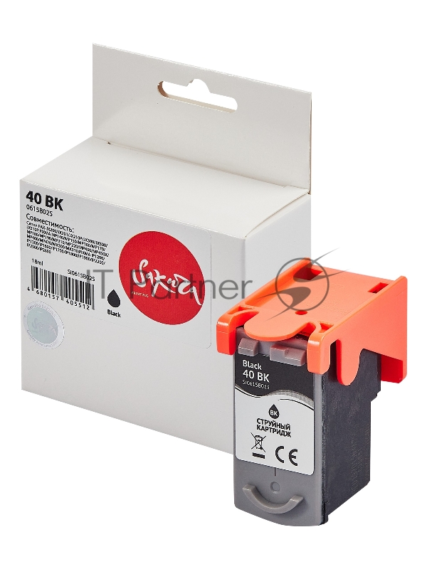 Струйный картридж Sakura 0615B025 (40 BK) для Canon, черный, 18 мл., 380 к.