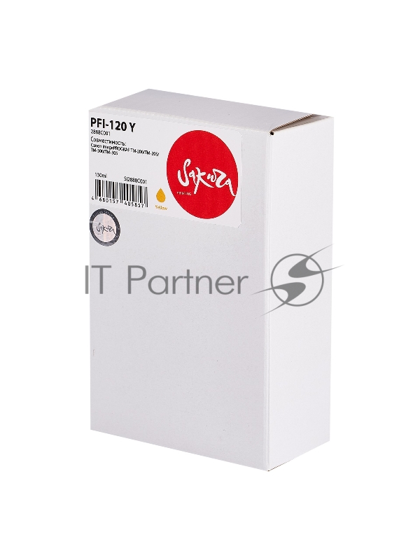 Струйный картридж Sakura 2888C001 ( PFI-120 Y) для Canon, желтый, 130 мл.