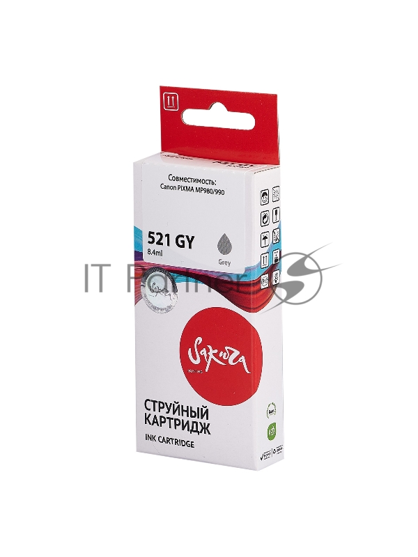 Струйный картридж Sakura 2937B004 (521 GY) для Canon, серый, 8,4 мл., 1400 к.
