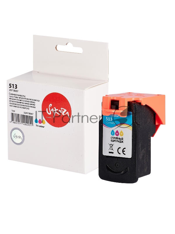 Струйный картридж Sakura 2971B007 (513 Color) для Canon, триколор, 15 мл., 400 к.