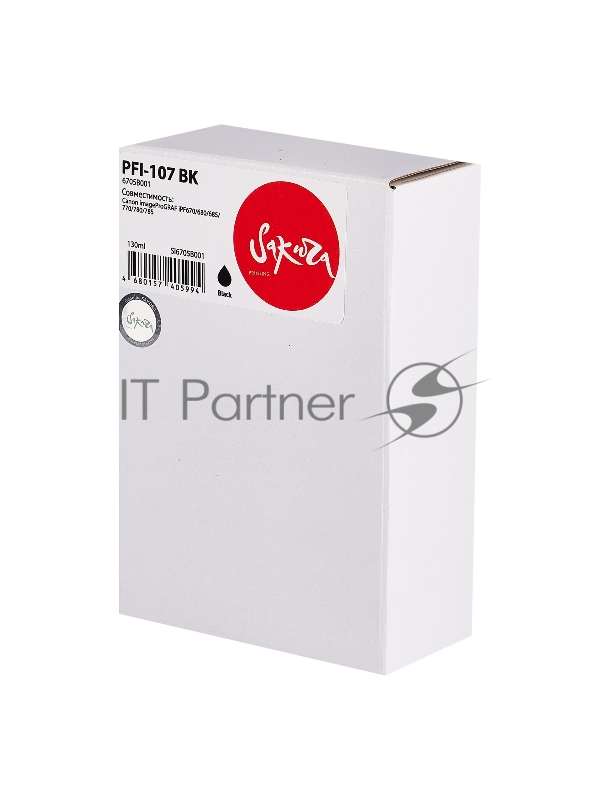 Струйный картридж Sakura 6705B001 ( PFI-107 BK) для Canon, черный, 130 мл.