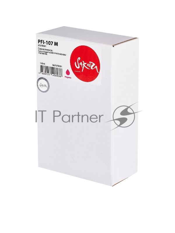 Струйный картридж Sakura 6707B001 ( PFI-107 M) для Canon, пурпурный, 130 мл.
