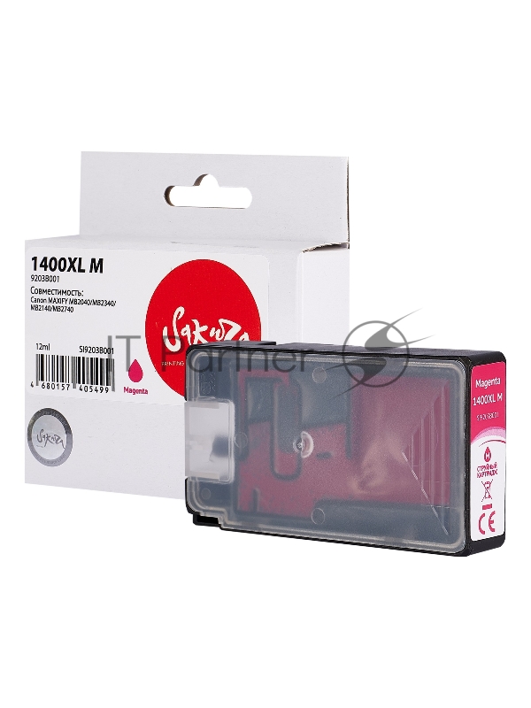Струйный картридж Sakura 9203B001 (1400XL M) для Canon, пурпурный, 12 мл., 900 к.