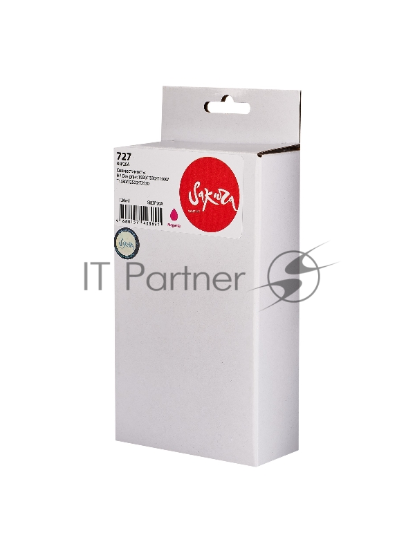 Струйный картридж Sakura B3P20A (№727 Magenta) для HP, пурпурный, 130 мл.