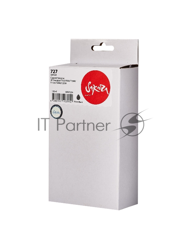 Струйный картридж Sakura B3P23A (№727 Photo Black) для HP, фото-черный, 130 мл.