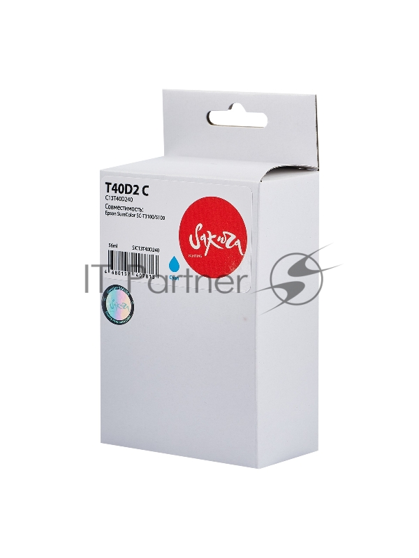 Струйный картридж Sakura C13T40D240 (T40D2 C) для Epson, голубой, 56 мл.