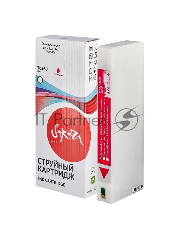 Струйный картридж Sakura C13T636300 (T6363 Vivid Magenta) для Epson, пурпурный, 700 мл.