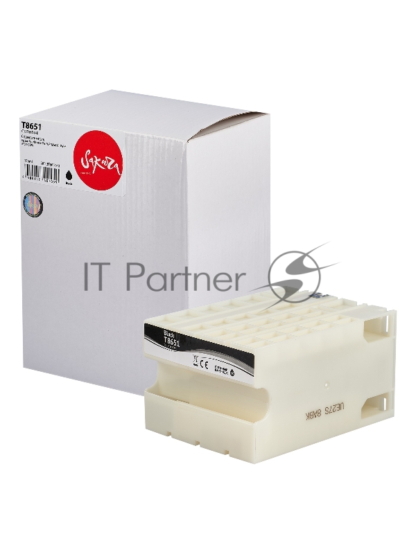 Струйный картридж Sakura C13T865140 (T8651 BK) для Epson, черный, 176 мл., 8000 к.