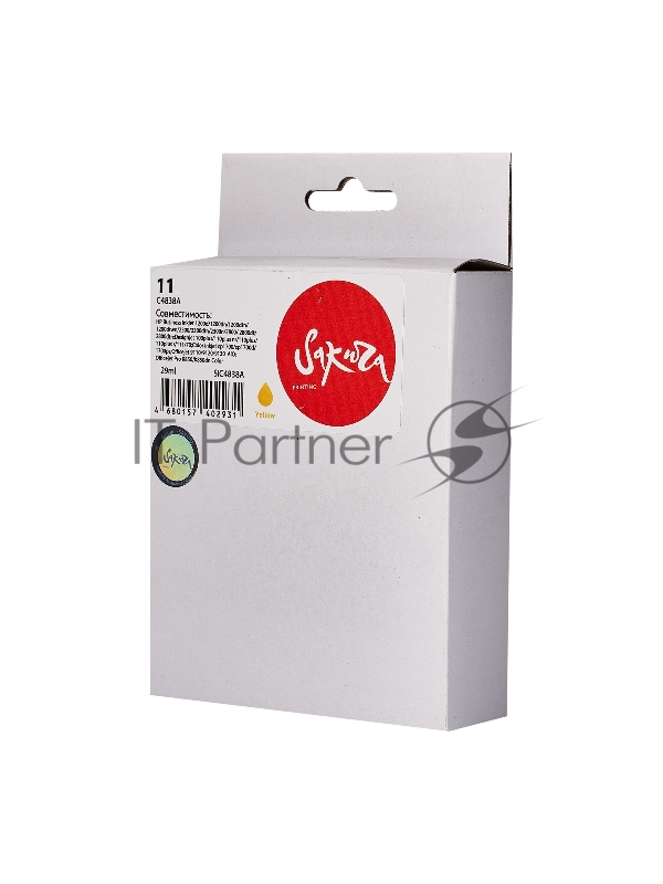Струйный картридж Sakura C4838A (№11 Yellow) для HP, желтый, 29 мл., 2550 к.